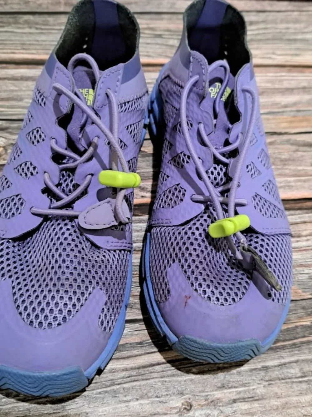 The North Face Litewave Flow Kids' water shoes purple and green with mesh upper